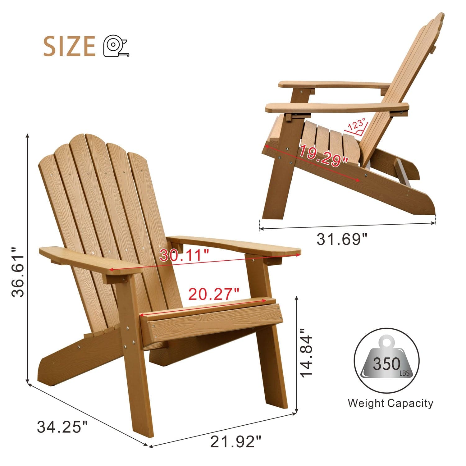 Ovios Outdoor Chairs 2-Piece Adirondack Transitional Style