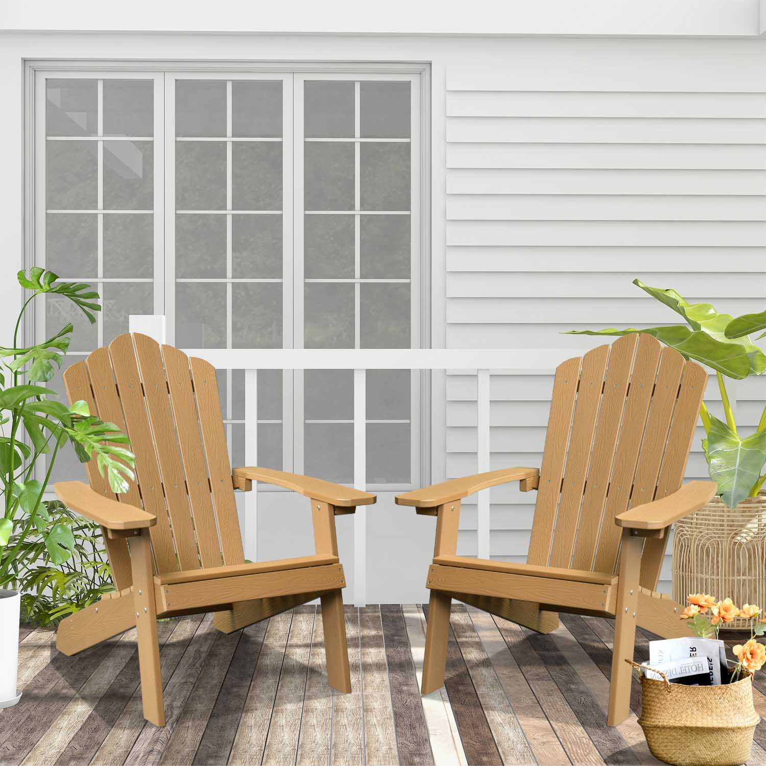Ovios Outdoor Chairs 2-Piece Adirondack Transitional Style