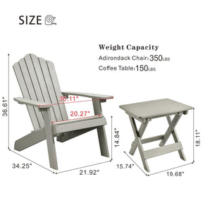 Ovios Patio Table and Chairs 3-Piece with Adirondack Chair and Folding Table