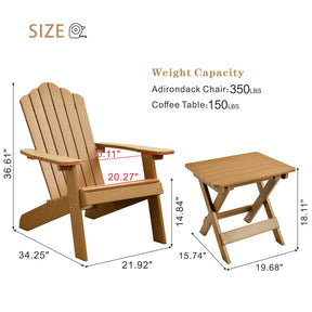 Ovios Patio Table and Chairs 3-Piece with Adirondack Chair and Folding Table