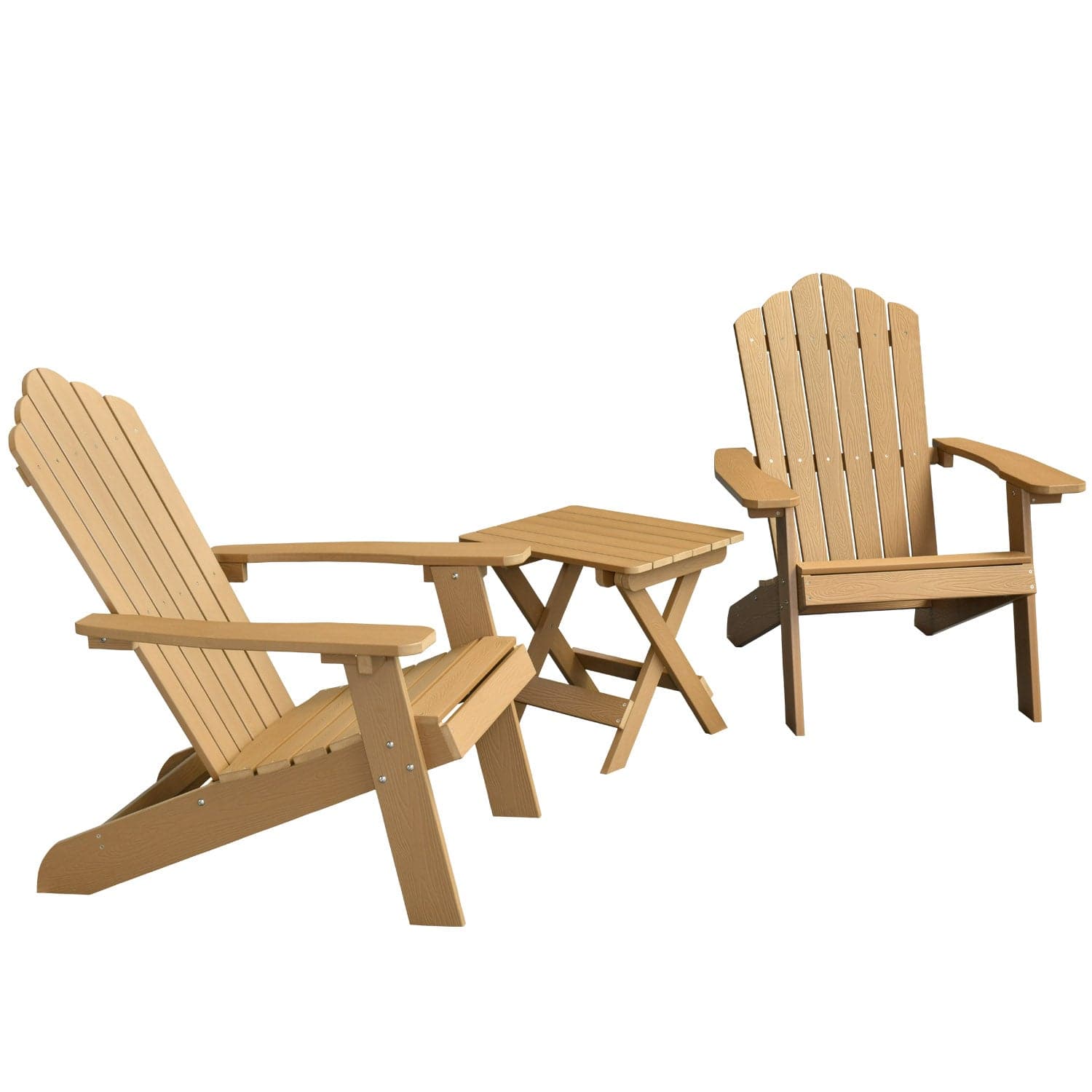 Ovios Patio Table and Chairs 3-Piece with Adirondack Chair and Folding Table