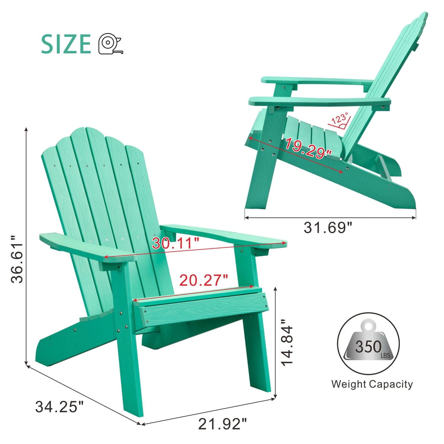 Ovios Patio Chairs Adirondack Waterproof Lounge Chair