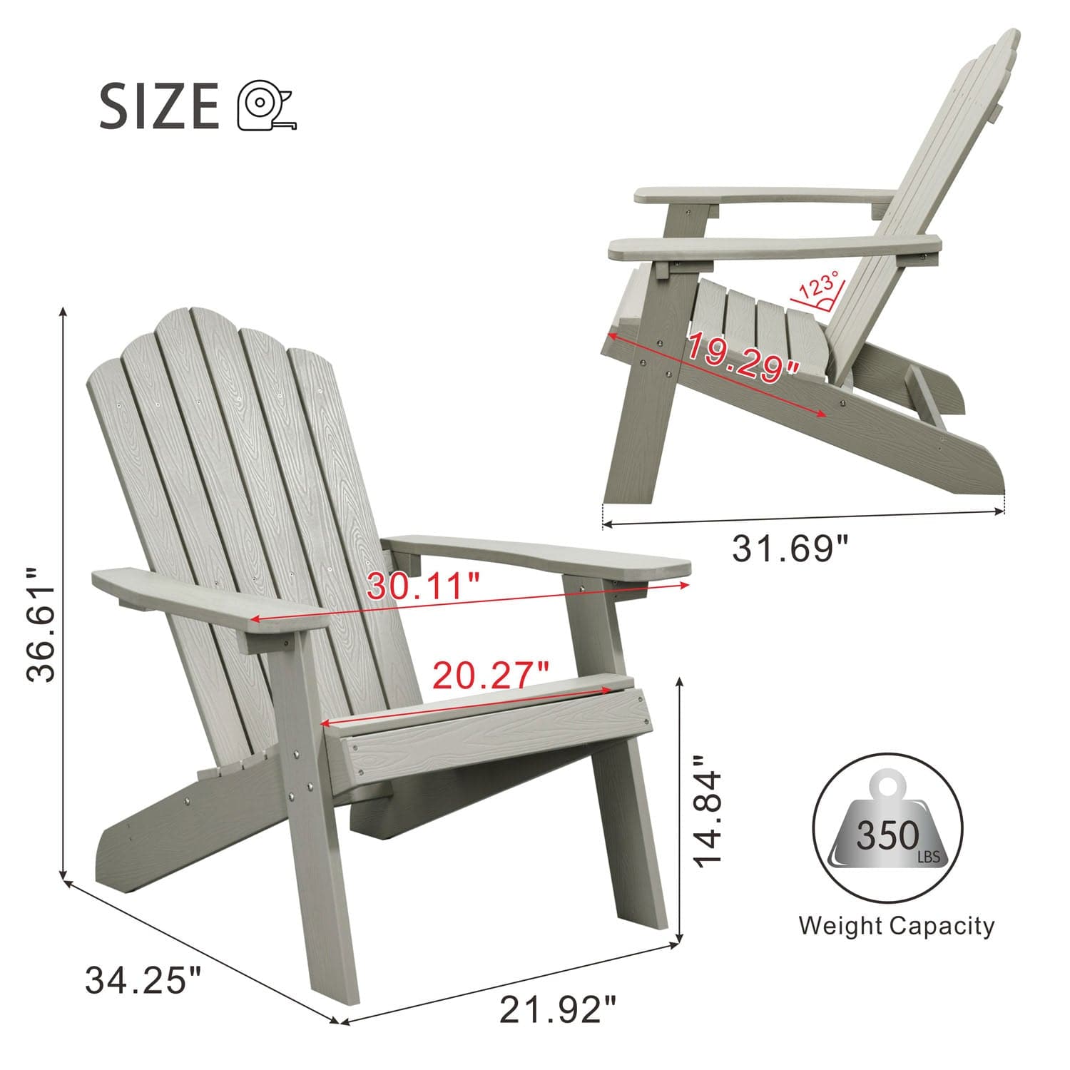 Ovios Patio Chairs Adirondack Waterproof Lounge Chair