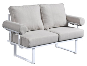 Ovios Outdoor Furniture 7 Piece with Table and 2 Ottomans, Aluminum Frame