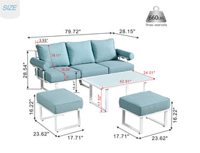 Ovios Patio Bistro Set Outdoor Furniture 4-Piece, Aluminum Frame, 5'' Cushion