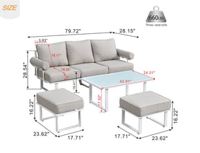 Ovios Patio Bistro Set Outdoor Furniture 4-Piece, Aluminum Frame, 5'' Cushion