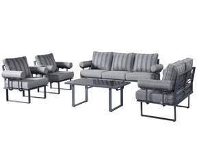 Ovios Patio Conversation Set 7-Person Seating with Table, Aluminum Frame, 5'' Cushion