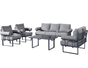 Ovios Patio Conversation Set 7-Person Seating with Table, Aluminum Frame, 5'' Cushion
