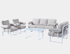 Ovios Patio Conversation Set 7-Person Seating with Table, Aluminum Frame, 5'' Cushion