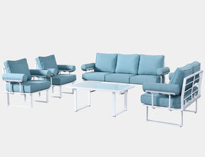 Ovios Patio Conversation Set 7-Person Seating with Table, Aluminum Frame, 5'' Cushion