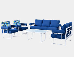 Ovios Patio Conversation Set 7-Person Seating with Table, Aluminum Frame, 5'' Cushion