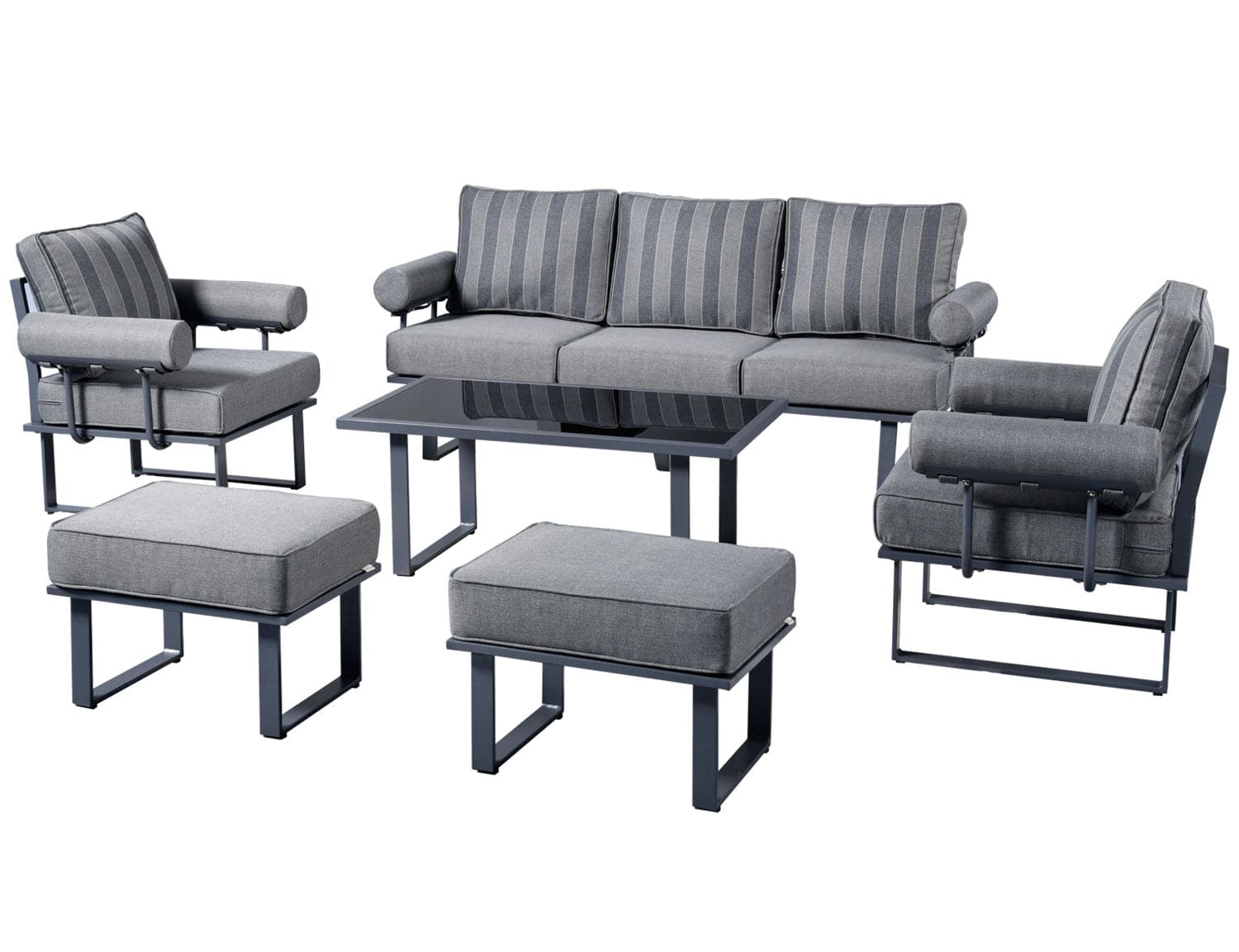 Ovios Aluminum Patio Furniture Set 6-Piece with Table and Ottoman