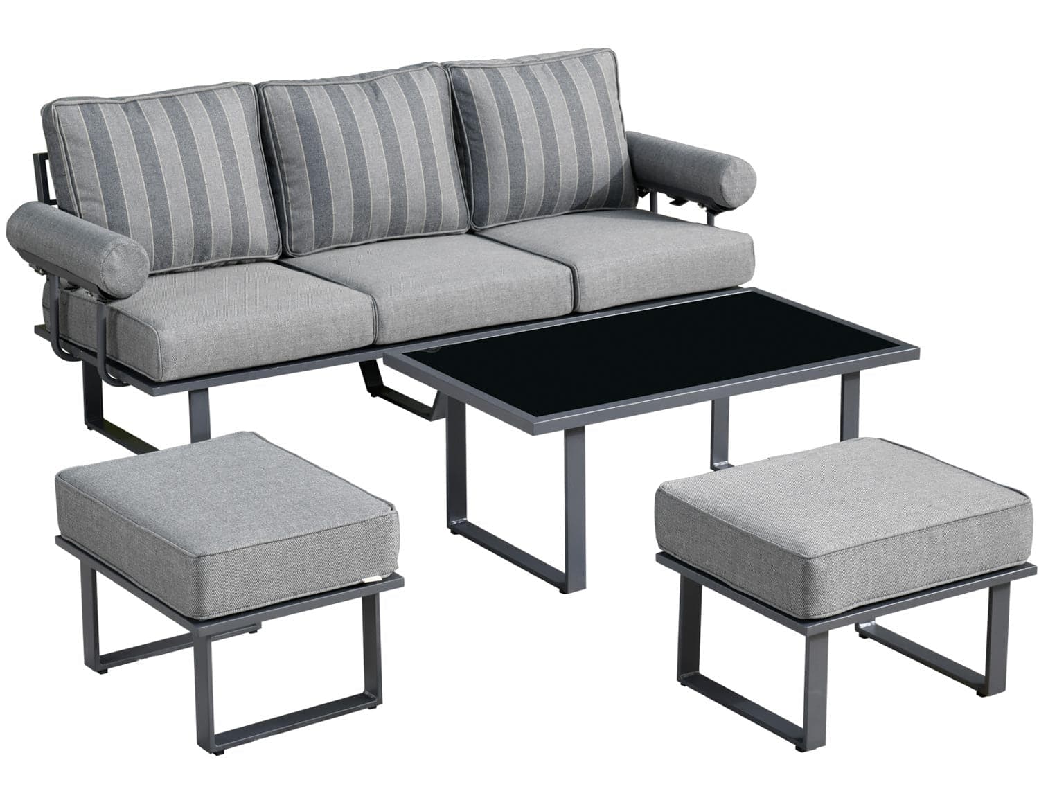 Ovios Aluminum Patio Furniture Set 6-Piece with Table and Ottoman