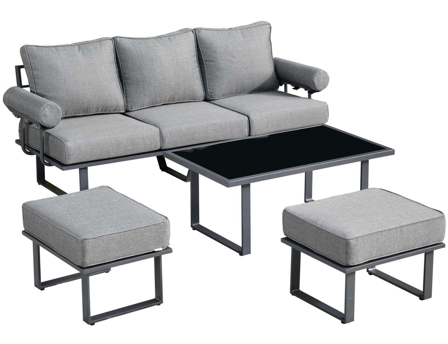 Ovios Aluminum Patio Furniture Set 6-Piece with Table and Ottoman