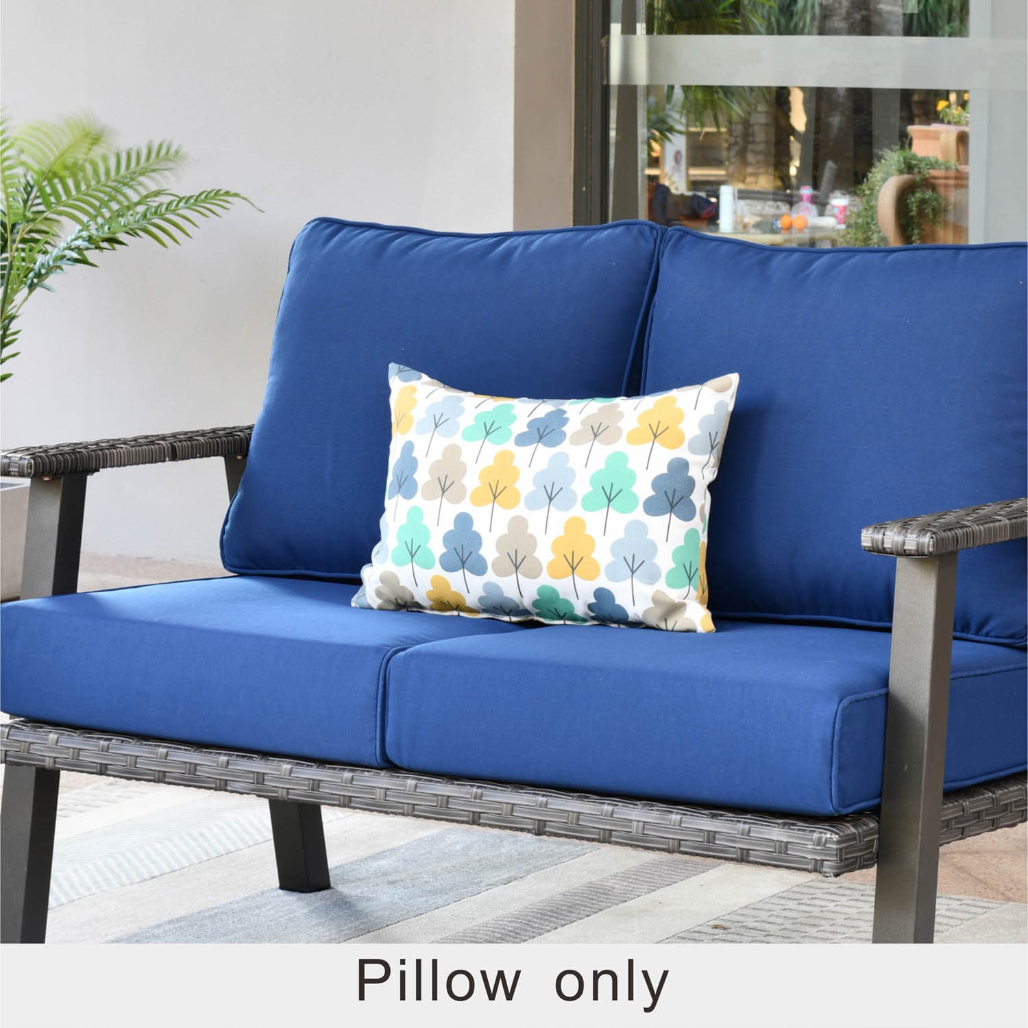 Outdoor Pillows with Insert Navy 18x18 Patio Accent Throw Pillows –  Fabritones