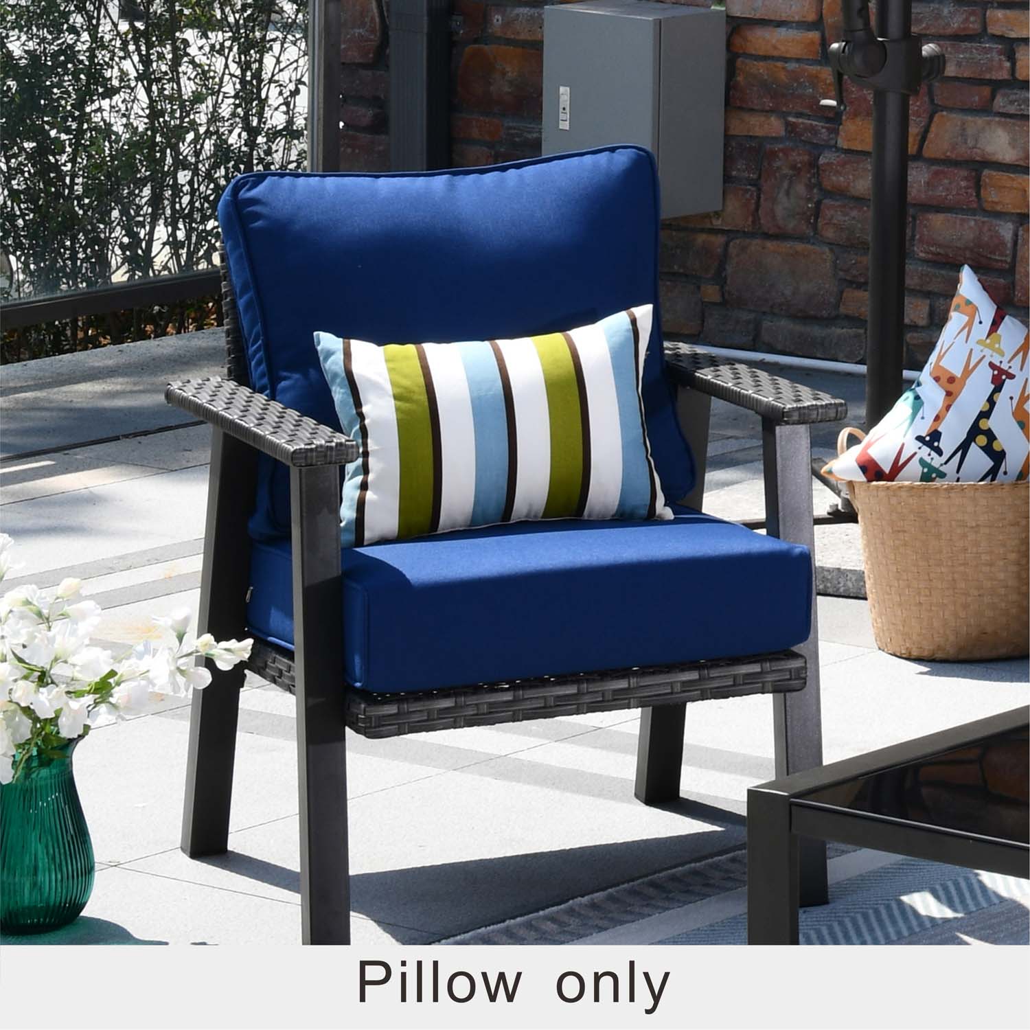 Enipate Inserts Included Outdoor Throw Pillows Set of 2 Water Resistant Navy Toss Pillows for Patio Furniture Decor 18x18 in