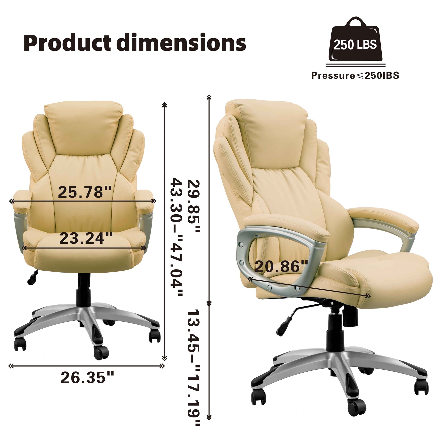 Ovios Executive Office Chair, High Back Desk Chair, Leather Computer Desk Chair for Home Office