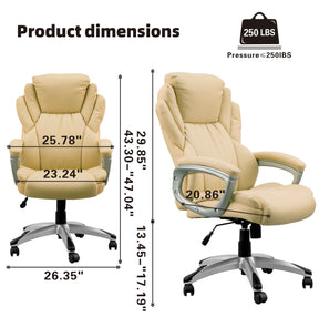 Ovios Executive Office Chair, High Back Desk Chair, Leather Computer Desk Chair for Home Office