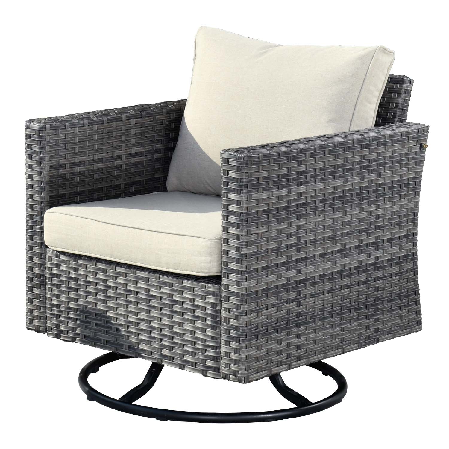 Ovios Patio Vultros 6-Piece Conversation Set, 2 Swivel Chairs 2 Chairs with 30'' Propane Fire Pit Table