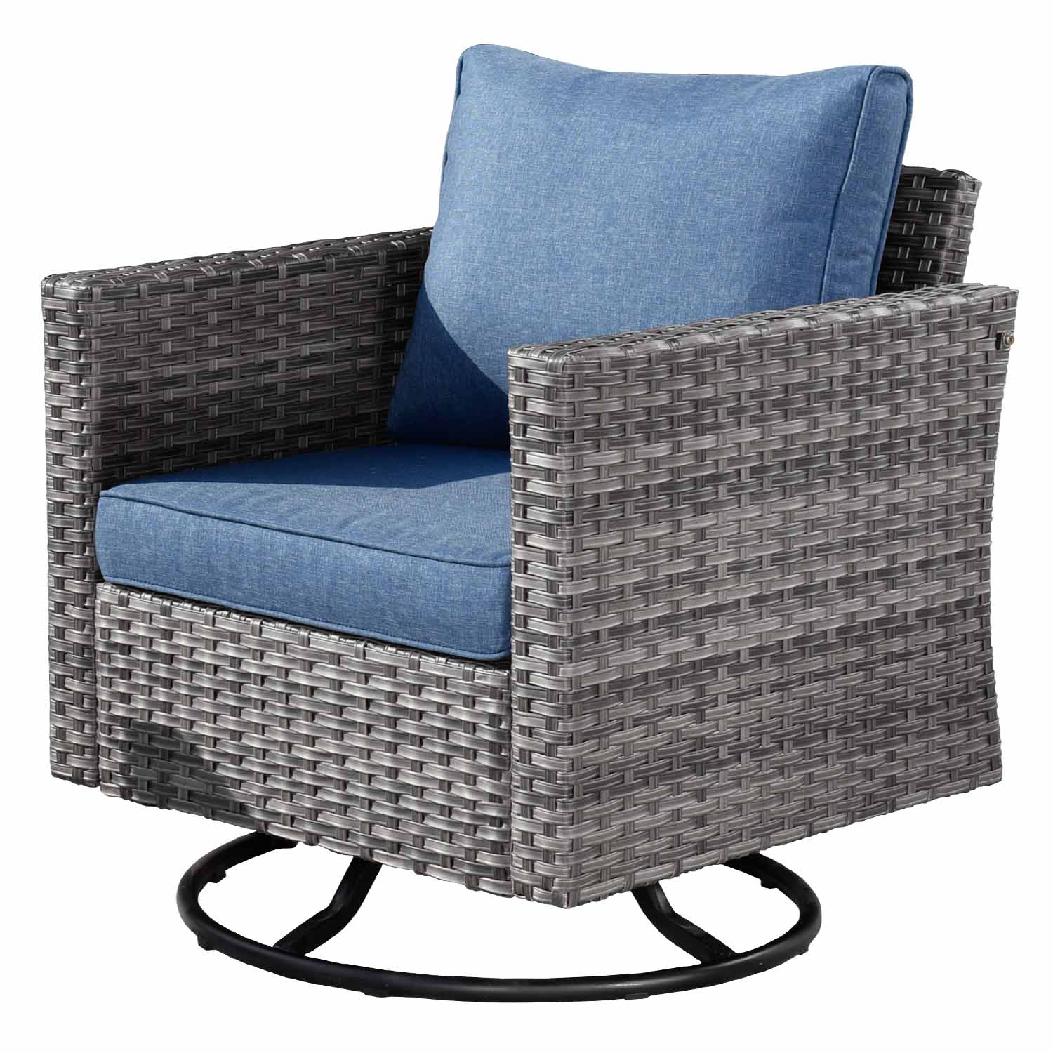 Ovios Patio Vultros 6-Piece Conversation Set, 2 Swivel Chairs 2 Chairs with 30'' Propane Fire Pit Table