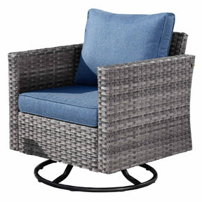 Ovios Patio Vultros 6-Piece Conversation Set, 2 Swivel Chairs 2 Chairs with 30'' Propane Fire Pit Table