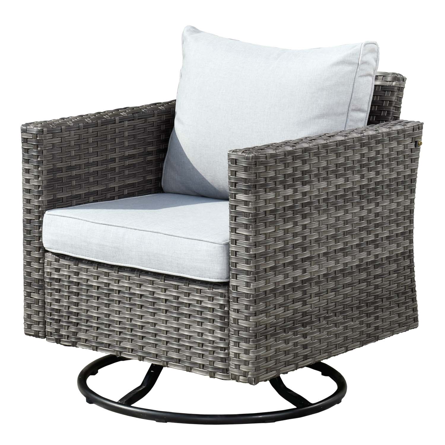 Ovios Patio Vultros 6-Piece Conversation Set, 2 Swivel Chairs 2 Chairs with 30'' Propane Fire Pit Table