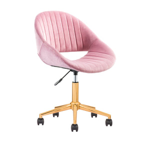Ovios Cute Pink/Grey Cushion with Golden/Silver Base Desk Chair, Task Chair, Computer Desk Chair