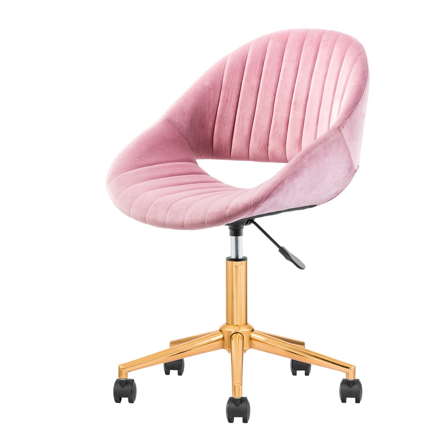 Ovios Cute Pink/Grey Cushion with Golden/Silver Base Desk Chair, Task Chair, Computer Desk Chair
