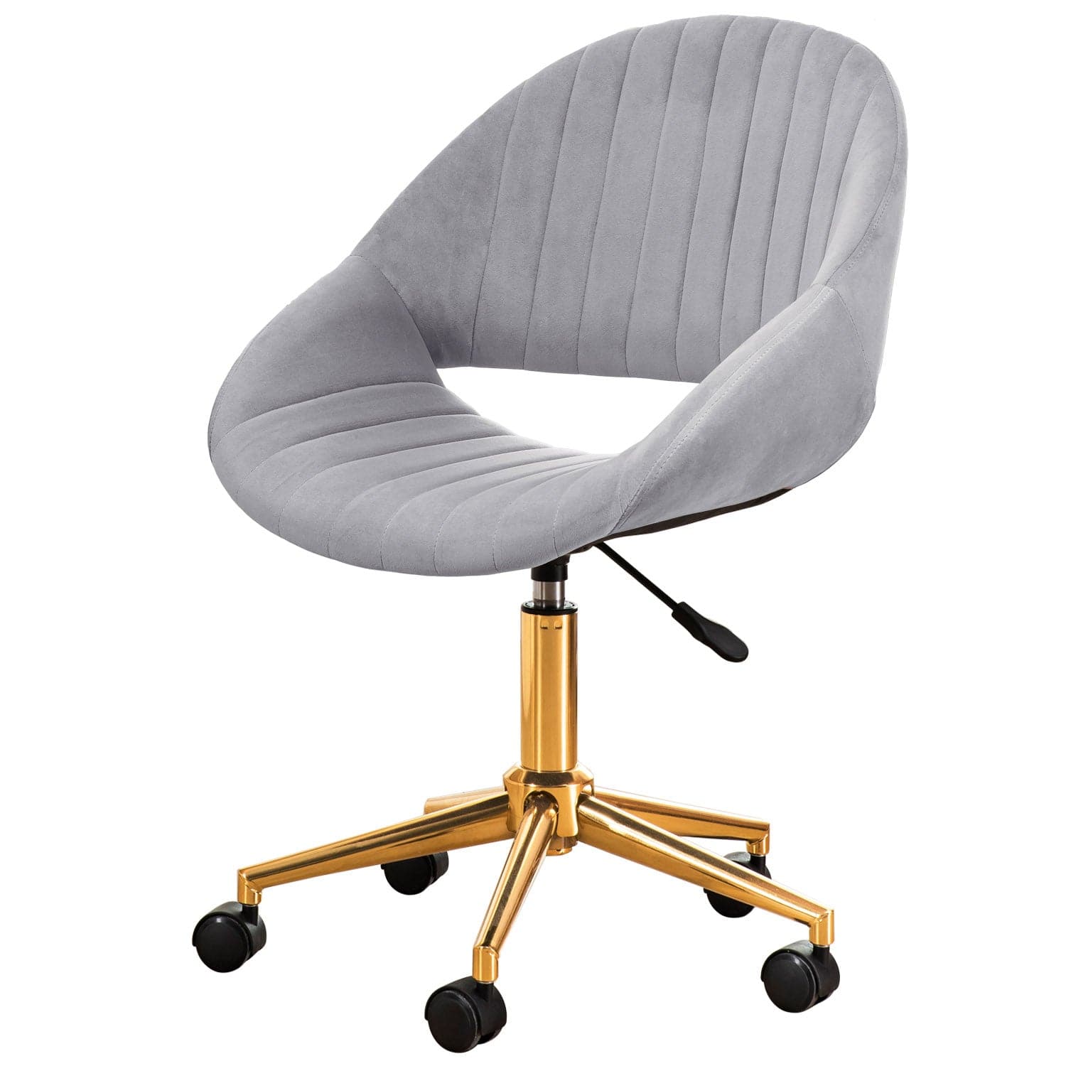 Ovios Cute Pink/Grey Cushion with Golden/Silver Base Desk Chair, Task Chair, Computer Desk Chair