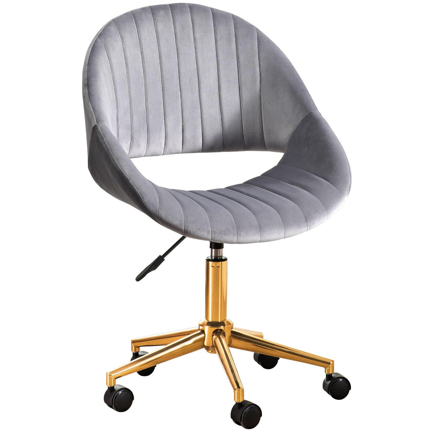 Ovios Cute Pink/Grey Cushion with Golden/Silver Base Desk Chair, Task Chair, Computer Desk Chair