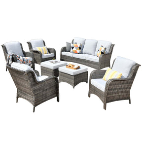 Ovios Patio Furniture Set 7-Piece With Cushions Kenard Curved Handrest
