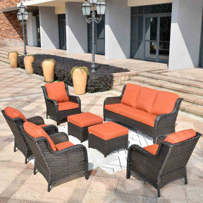 Ovios Patio Furniture Set 7-Piece With Cushions Kenard Curved Handrest