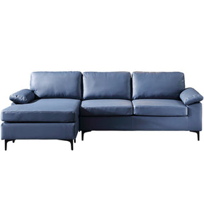 Ovios Living Room Reversible Sofa Chaise 100.40" Wide Dark Blue