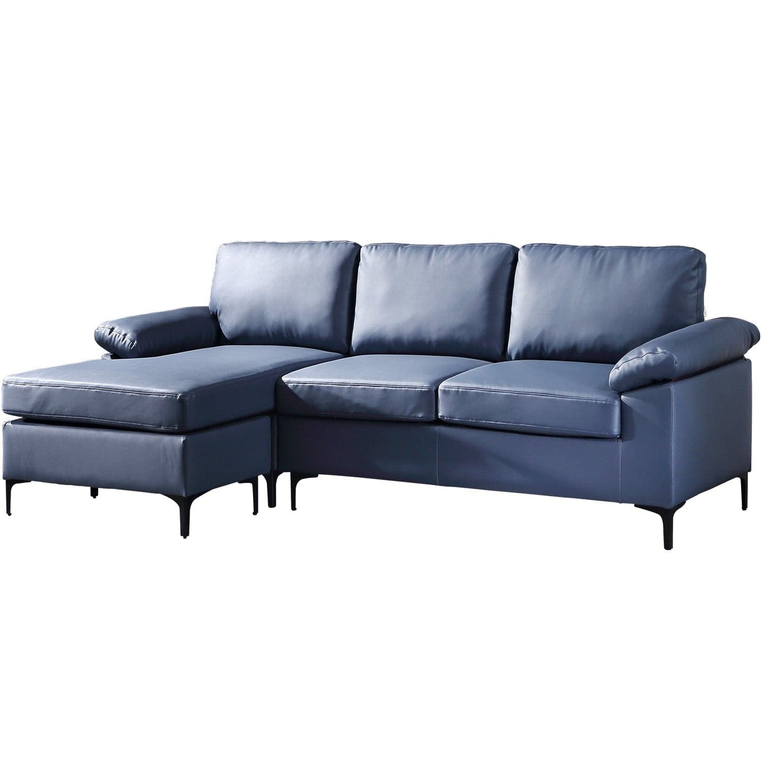 Ovios Living Room Reversible Sofa Chaise 100.40" Wide Dark Blue