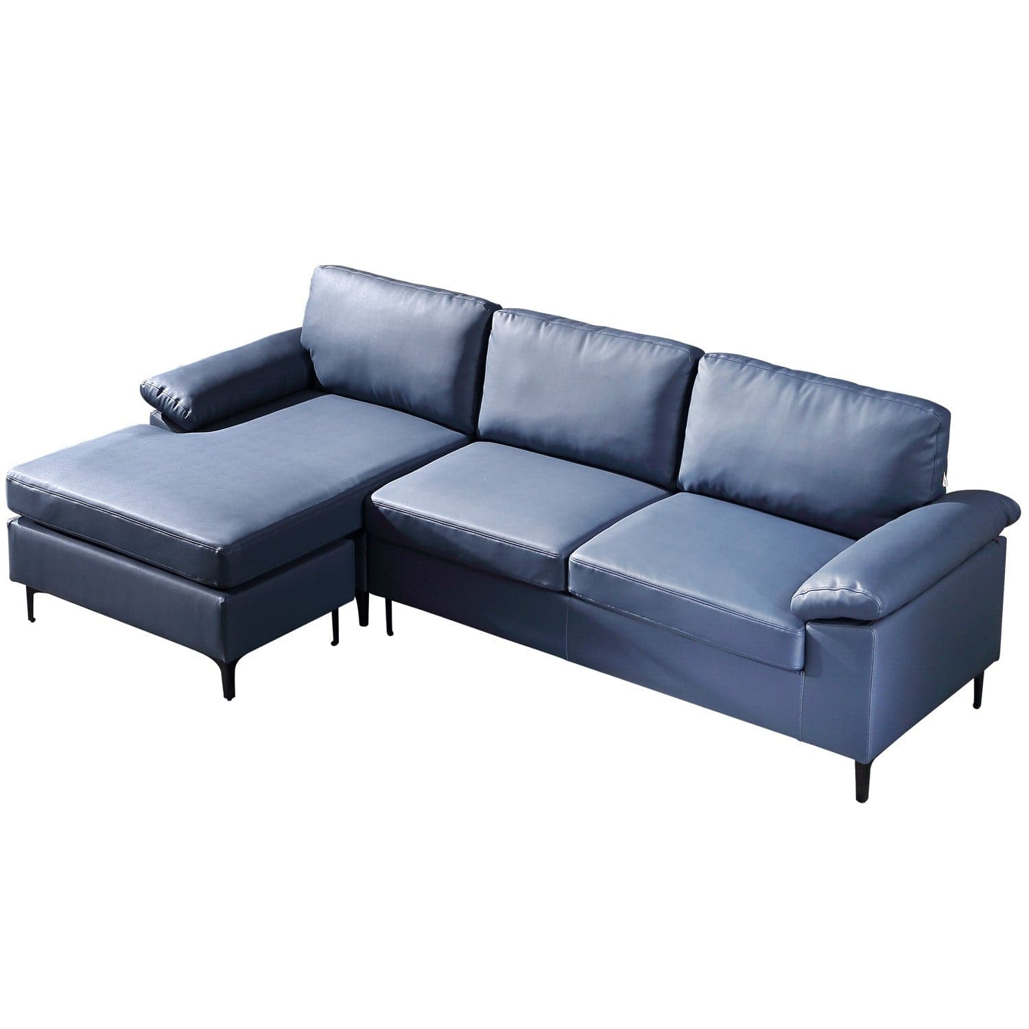 Ovios Living Room Reversible Sofa Chaise 100.40" Wide Dark Blue