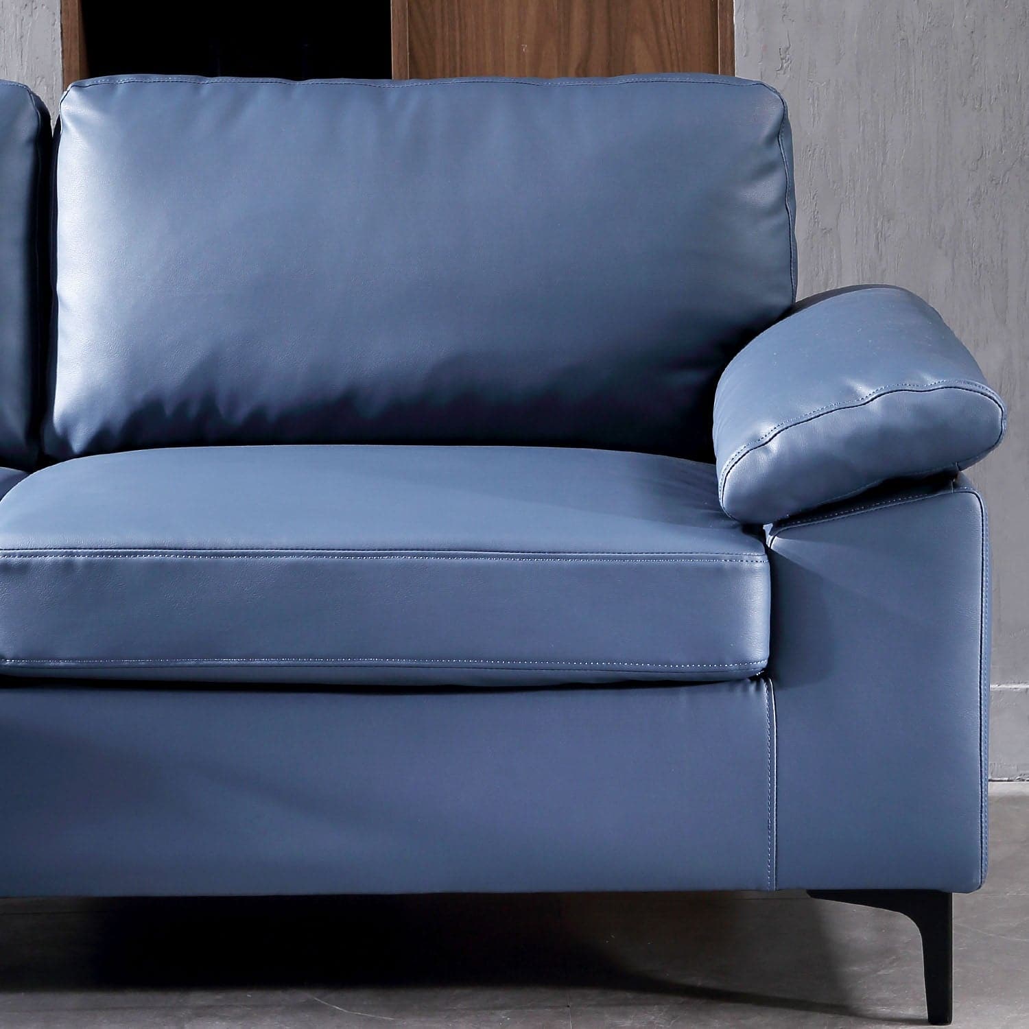 Ovios Living Room Reversible Sofa Chaise 100.40" Wide Dark Blue