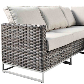 Ovios Patio Furniture 9-Piece Grey Wicker Set with Fire Pit Table, No Assembly Required