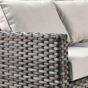 Ovios Patio Furniture 9-Piece Grey Wicker Set with Fire Pit Table, No Assembly Required