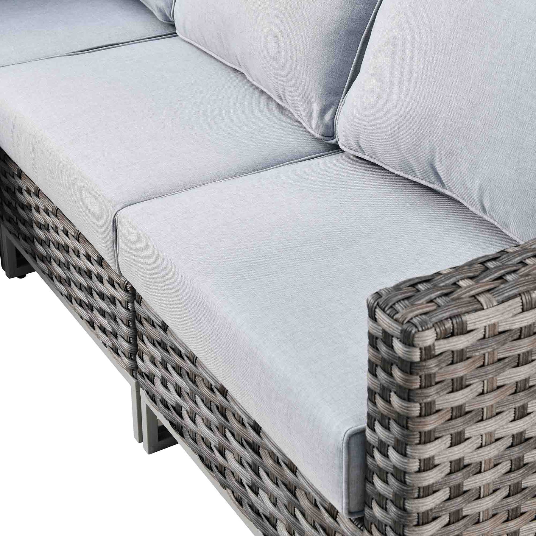 Ovios Patio Furniture 9-Piece Grey Wicker Set with Fire Pit Table, No Assembly Required
