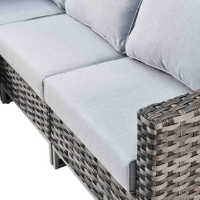 Ovios Patio Furniture 9-Piece Grey Wicker Set with Fire Pit Table, No Assembly Required