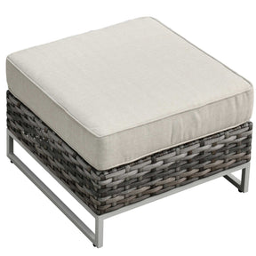 Ovios Patio Furniture 9-Piece Grey Wicker Set with Fire Pit Table, No Assembly Required