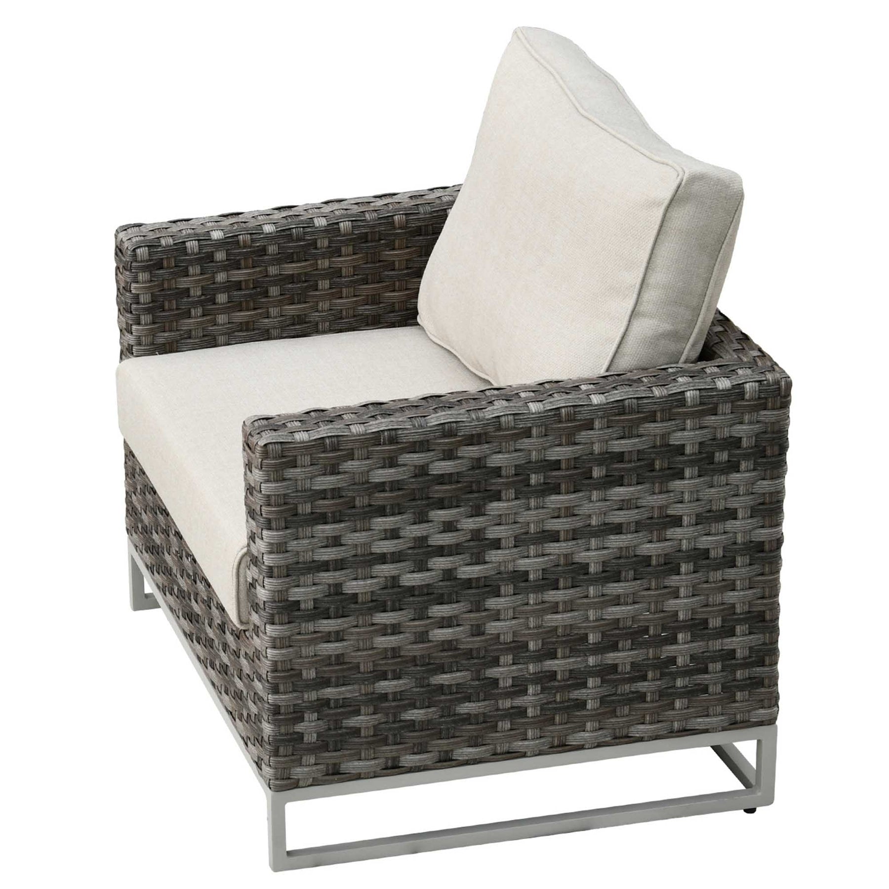 Ovios Patio Furniture 9-Piece Grey Wicker Set with Fire Pit Table, No Assembly Required