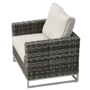 Ovios Patio Furniture 9-Piece Grey Wicker Set with Fire Pit Table, No Assembly Required