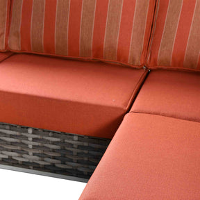 Ovios Patio Furniture 9-Piece Grey Wicker Set with Fire Pit Table, No Assembly Required