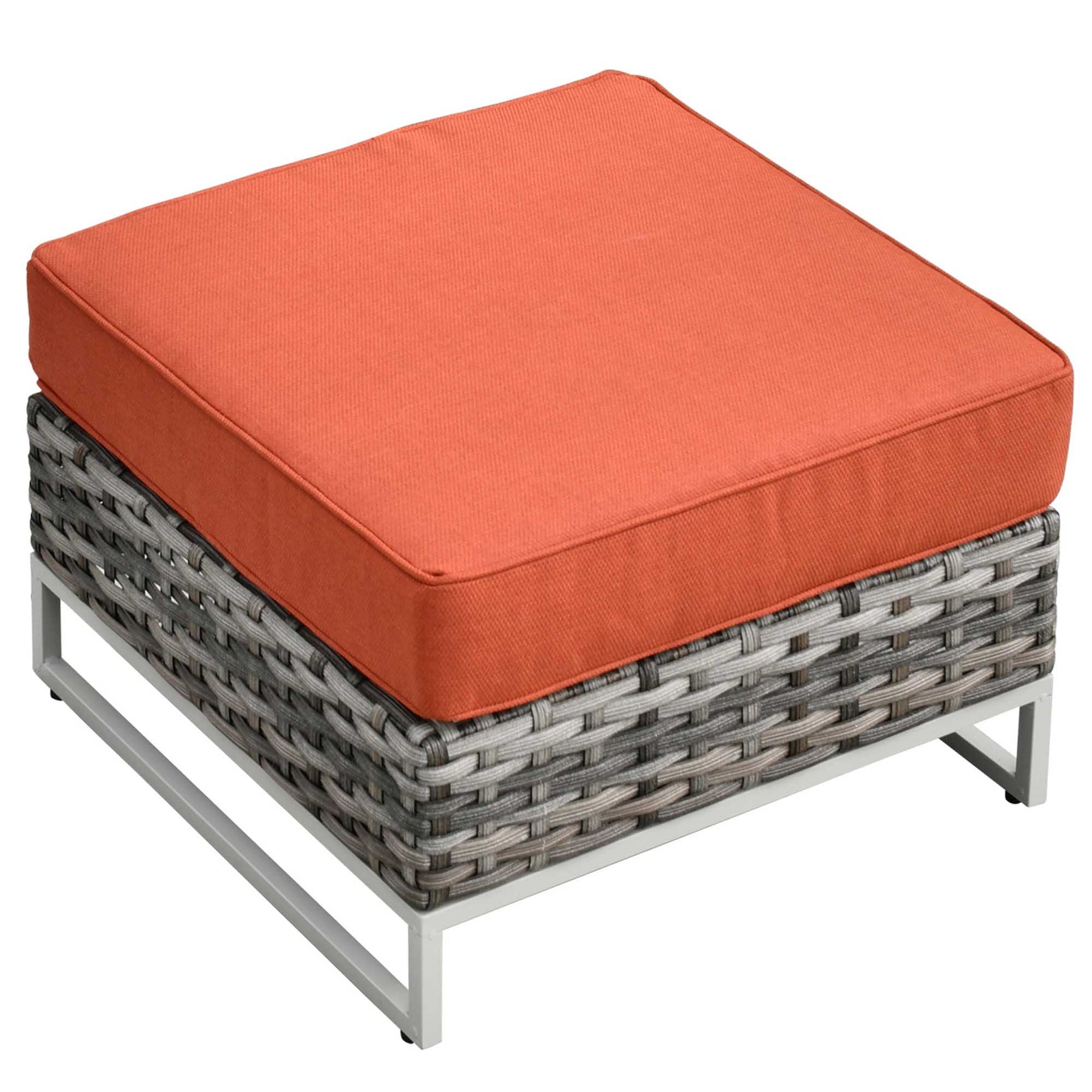 Ovios Patio Furniture 9-Piece Grey Wicker Set with Fire Pit Table, No Assembly Required