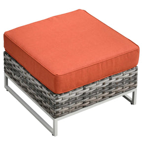 Ovios Patio Furniture 9-Piece Grey Wicker Set with Fire Pit Table, No Assembly Required