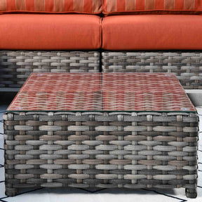 Ovios Patio Furniture 9-Piece Grey Wicker Set with Fire Pit Table, No Assembly Required