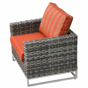 Ovios Patio Furniture 9-Piece Grey Wicker Set with Fire Pit Table, No Assembly Required