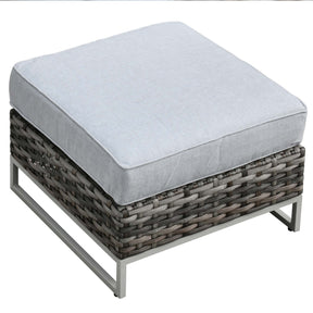 Ovios Patio Furniture 9-Piece Grey Wicker Set with Fire Pit Table, No Assembly Required