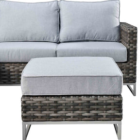 Ovios Patio Furniture 9-Piece Grey Wicker Set with Fire Pit Table, No Assembly Required